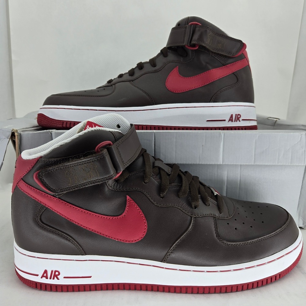 Nike Air Force 1 Mid 07 VTG Players Baroque Brown Varsity Red 315091-261 Mens 13